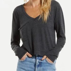 Zsupply Women's Gray V-Neck Top